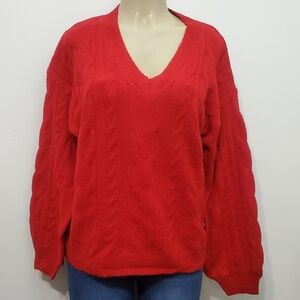 Ambiance Bold Red V-Neck Sweater